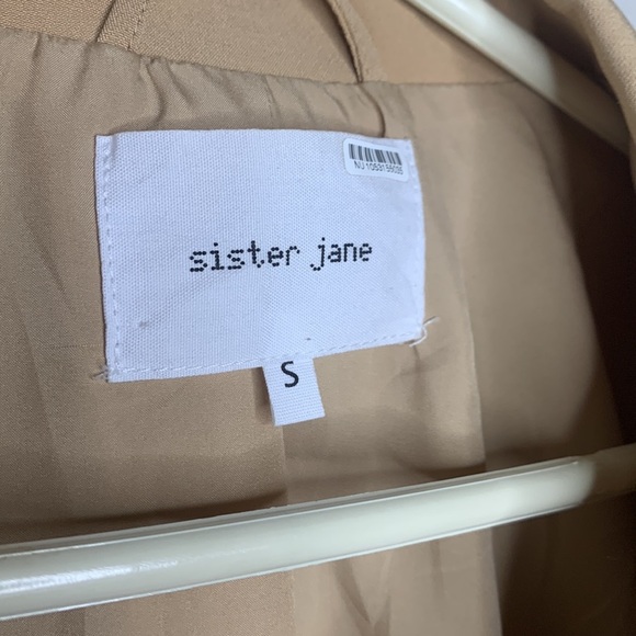 Sister Jane Harlow Double-Breasted Neutral Tan Blazer Coat Jacket size Small - Picture 9 of 16